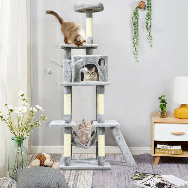 66 Inches Cat Tree Condo Kitten Multi-Level Activity Center