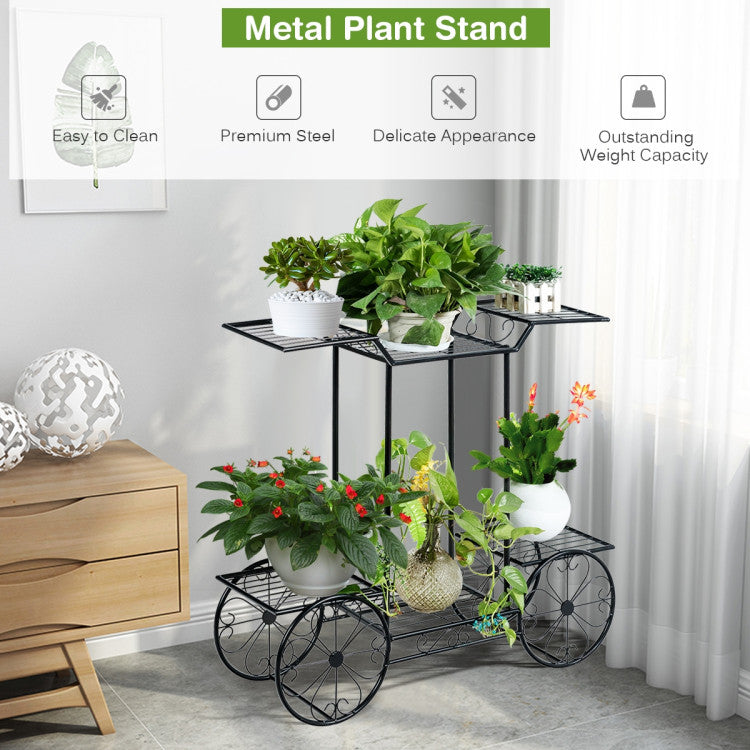 6-Tier Garden Cart Flower Rack Display Decor Pot Plant Holder