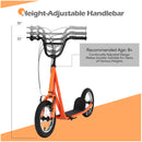 Height Adjustable Kid Kick Scooter with 12 Inch Air Filled Wheel - Orange