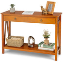 Console Table with Drawer Storage Shelf for Entryway Hallway - Natural