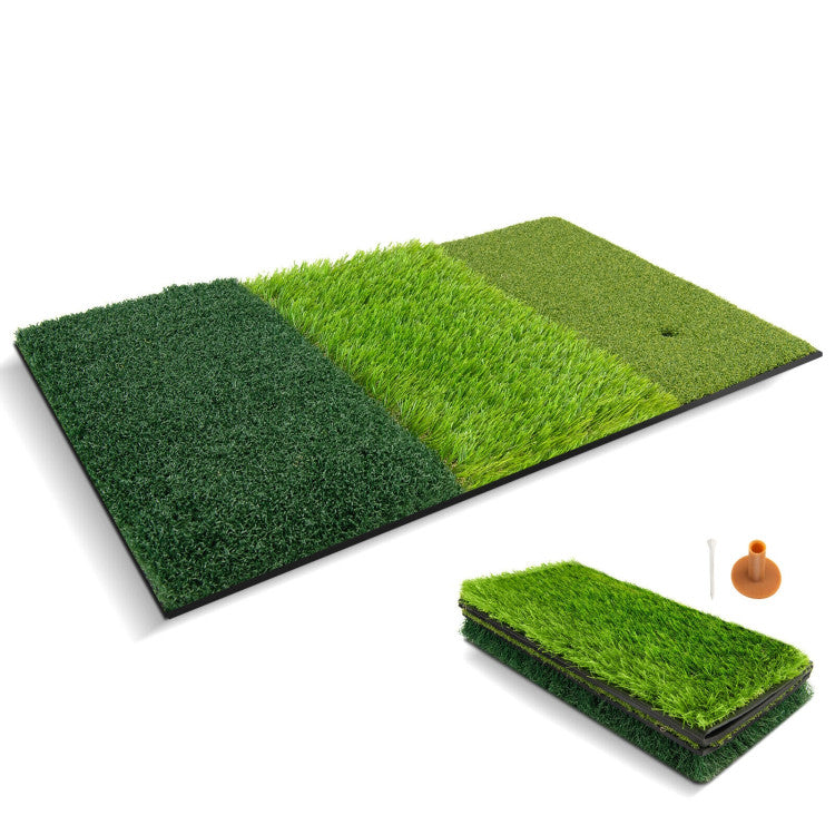 3-in-1 Golf Hitting Mats with 3 Rubber Tees