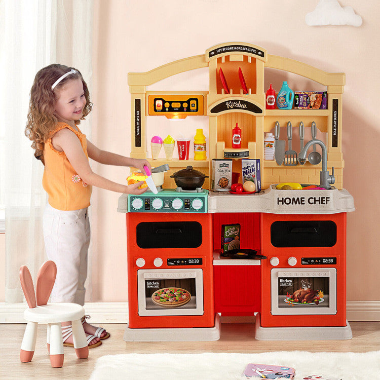 69 Pieces Kitchen Playset Toys with Realistic Lights and Sounds