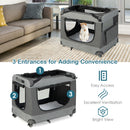 Portable Folding Cat Carrier with 4 Lockable Wheels