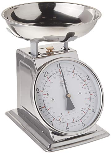 Stainless Steel Analog Kitchen Scale, 11 Lb. Capacity, Silver