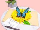 Blue Butterfly and Sunflower Pop Up Mother's Day Card - 3D Anniversary