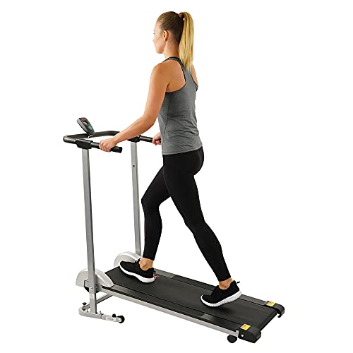 Sunny Health & Fitness SF-T1407M Foldable Manual Walking Treadmill, Gray