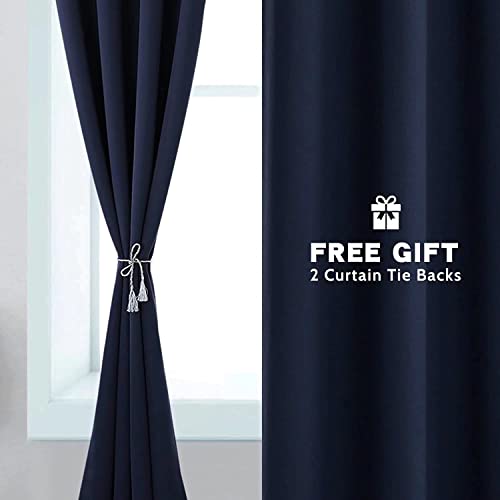 Blackout Curtains for Bedroom - Thermal Insulated Room Darkening Drapes with Tiebacks