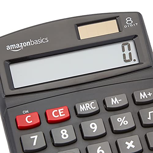 Amazon Basics LCD 8-Digit Desktop Calculator, Black - 1 Pack