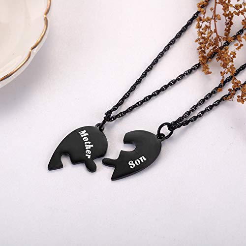 Mother and Son Heart Matching Necklace Set for 2 - Son to Mom Mother
