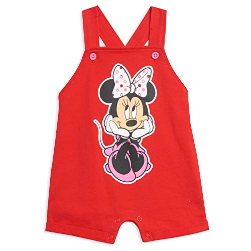 Disney Minnie Mouse Baby Girls French Terry Shortalls T-Shirt & Headband Set Red 6-9 Months