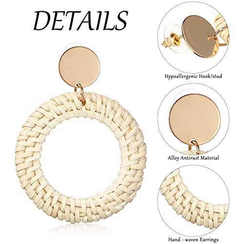 6 Pairs Rattan Earrings Straw Earrings Tassel Woven Bohemian Earring Handmade Wicker
