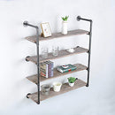 Industrial Pipe Shelving Wall Mounted Bookshelf  Kitchen Bar Shelving(4 Tier,42in)