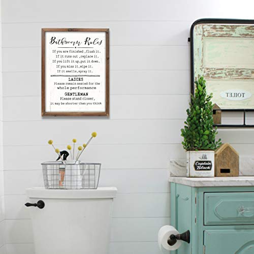 Rustic Bathroom Rules Sign ,Farmhouse Toilet Wall Decor
