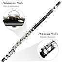 Closed Hole C Flute for Beginners Kids Student, 16 Keys Nickel-plated Flutes - Musical Instrument