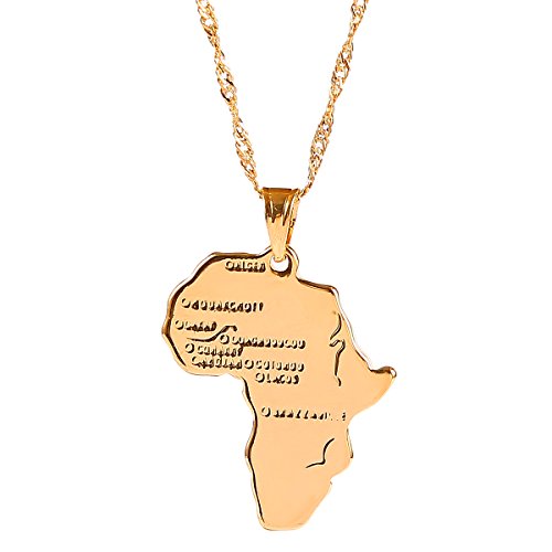 18k Gold Plated Filled Women Girl Africa Map Pendant Necklace