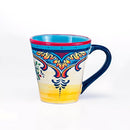 Euro Ceramica Zanzibar Collection 16 Piece Dinnerware Set Kitchen and Dining, Service for 4, Spanish Floral Design, Multicolor, Blue and Yellow