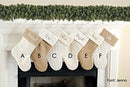 Personalized Christmas Stocking in Natural Burlap, Ivory Cream Quilted, Cotton.