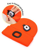 Unisex Beanie Hat with Light for Kids, USB Rechargeable Hands Free LED Headlamp Hat