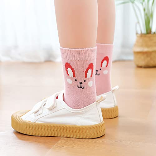 5 Pairs Little Big Girls Socks Cotton Soft Cute Kids Crew Socks