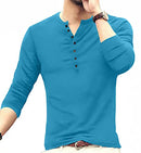 YTD Mens Casual Slim Fit Basic Henley Long Sleeve Fashion T-Shirt M Deep Teal