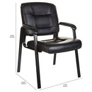 Classic Faux Leather Office Desk Guest Chair with Metal Frame - Black