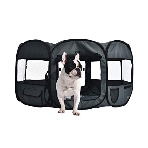 Amazon Basics Portable Soft Pet Dog Travel Playpen, Large (45 x 45 x 24 Inches)
