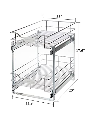 Pull Out Drawer Cabinet Organizer 2-Tier Slide Out Shelves for Optimal Kitchen Storage