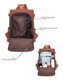 Travel Backpack Purse for Women, PU Leather Anti Theft Large,Shoulder Bags Brown