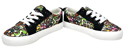 Super Mario Bros Game Over Nintendo Boys Lace Up Shoes Black, 3 Big Kid