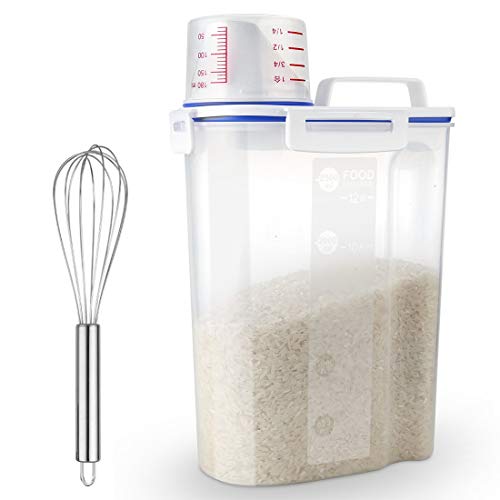 Rice Airtight Dry Food Storage Containers, BPA Free Plastic Sealed Holder Bin Dispenser