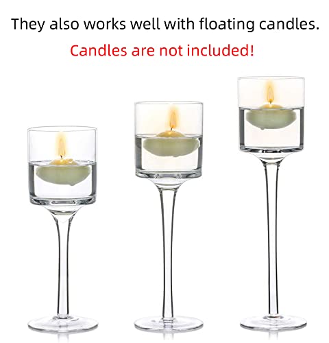 6 Sets (18 Pcs) Candlestick & Tealight Candle Holder, Elegant Glass Stylish Design