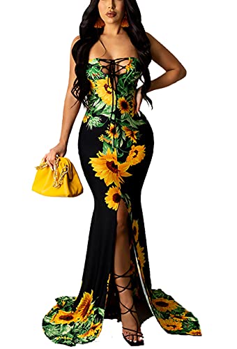 Women's Sexy Off Shoulder Maxi Dress Summer Backless Floral Long Dresses