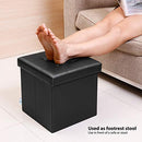 Storage Ottoman Footrest Stool Faux Leather Seat Chest Black 12.6"X12.6"X12.6"