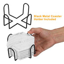 6 pcs Hexagon Absorbent Coaster Set with Holder Decorative White Marble Cup