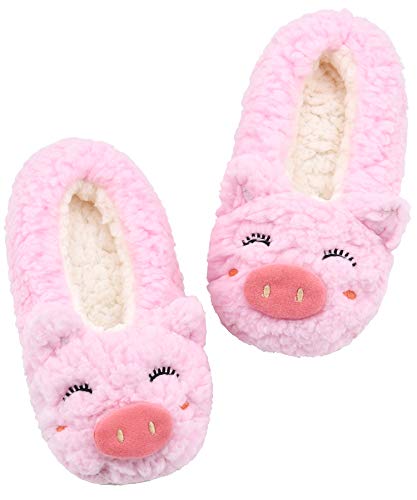 Kid's Animal Slipper Socks, Cartoon Cozy Fleece Indoor Slipper, Fluzzy Warm bedroom Shoe