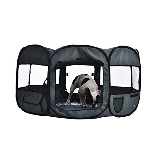 Amazon Basics Portable Soft Pet Dog Travel Playpen, Large (45 x 45 x 24 Inches)