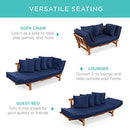 Best Choice Products Outdoor Convertible Acacia Wood Futon Sofa Furniture