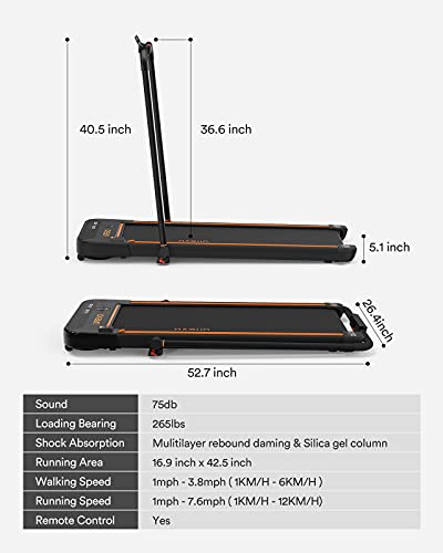 2 in 1 Under Desk Treadmill, 2.5HP Folding Electric Treadmill Walking Jogging Machine