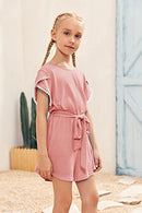 Girls Fashion Romper Summer Lace Short Sleeve Crewneck