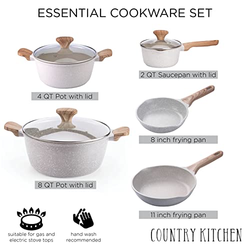 Nonstick Cookware Sets - 8 Piece High Quality Nonstick Cast Aluminum Pots and Pans