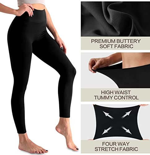 3 Pack Leggings for Women-No See-Through High Waisted Tummy Control Yoga Pants Workout Running Legging