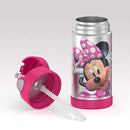 THERMOS FUNTAINER 12 Ounce Stainless Steel Vacuum Insulated Kids Straw Bottle, Minnie Mouse