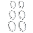 Small Hoop Earrings Cubic Zirconia Huggie Hoop Earrings,3 Pairs 14K White Gold Plated