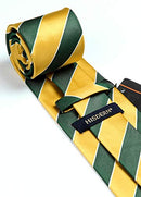 Stripe Mens College Ties Green Yellow Ties Gold Forest Green Ties and Handkerchief Set