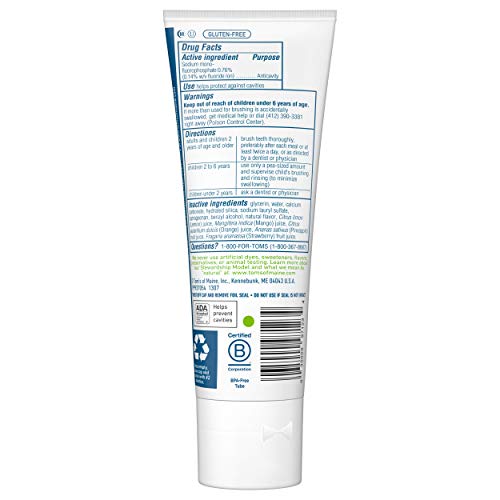 ADA Approved Fluoride Children's Toothpaste, Natural Toothpaste, Dye Free