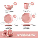 Round Porcelain Dinnerware Set, 16-Piece Dishwasher Safe Ceramic Dishes