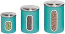 Honey-Can-Do KCH-01312 3-Piece Metal Nested Canister Storage Set, Blue