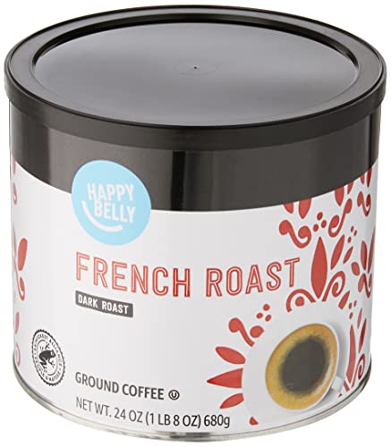 Amazon Brand - Happy Belly French Roast Canister Coffee, Dark Roast, 24 Ounce