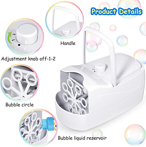 Automatic Bubble Blower Portable Bubble Maker with 2 Speeds,5000+ Bubbles Per Minute