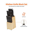 14-Piece Kitchen Knife Block Set, High-Carbon Stainless Steel Blades with Pine Wood Knife Block